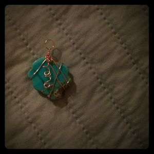Wire wrapped stone pendant